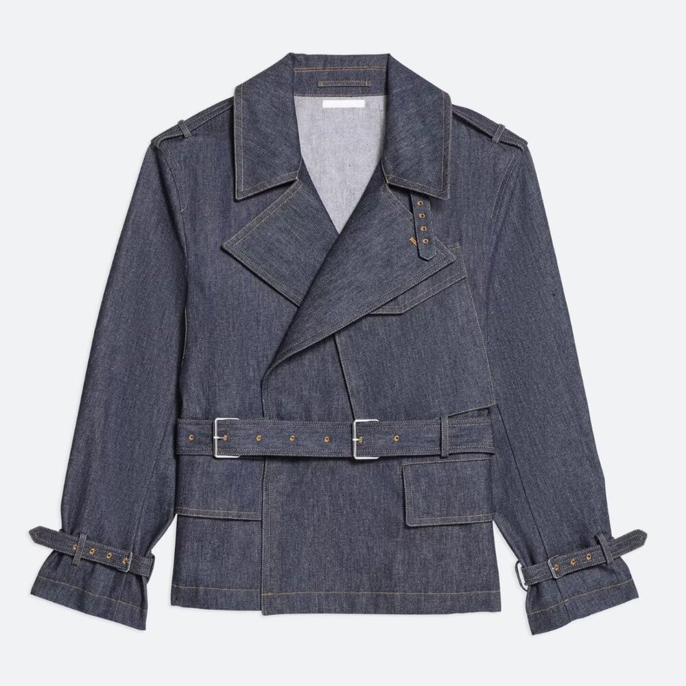 BRAND NEW Helmut Lang Rider Blue Denim Trench Jacket SIZE M